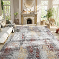 Living Room Rug 9x11 Beige Area Rugs Machine Washable Abstract Boho Large Rug Non-Slip Non-Shedding Faux Wool Indoor Vintage Carpet for Bedroom, Classroom, Dining Room, Kids Playroom by OmpaaHomeDecor
