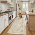 Madane Hallway Runner Rug 2x8 Washable Kitchen Rugs Non-Slip, Beige/Blue by Madane