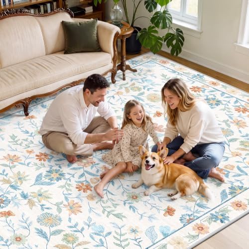 SameBed 3x5 Area Rug Living Room, Vintage Washable Carpet White - Image 4