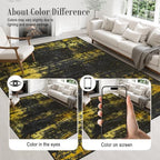 Area Rug Living Room: 8x8 Modern Washable Soft Carpet Black Gold - Image 6