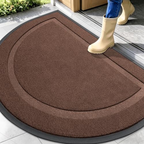 OLANLY Half Circle Front Door Mat Outside 47x32 All-Season Rubber Doormat by OLANLY