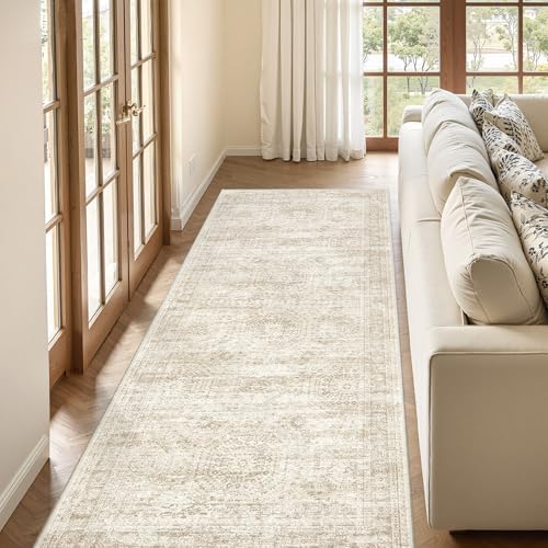 3x8 Runner Rug Non Slip,Washable Hallway Runner Rug,Beige - Image 5