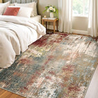 RELEANY Washable 4'x5' Abstract Area Rug for Living Room Rustic Brown - Image 2