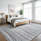 Chicrug 6x9 Grey Washable Striped Abstract Area Rug for Living Room Bedroom - Image 4