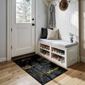 RELEANY Washable 2'x4' Abstract Area Rug for Living Room Black Gold by RELEANY