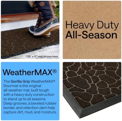 GORILLA GRIP WeatherMAX Door Mat, Indoor Outdoor, 29x17, Dark Brown Pebble - Image 3