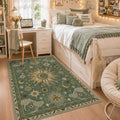 Vacuum-Friendly, 4x6 Washable Area Rug, Green Brown by meejou