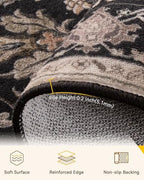 RELEANY Washable Area Rug, Square 6'x6', Black/Neutral - Image 2
