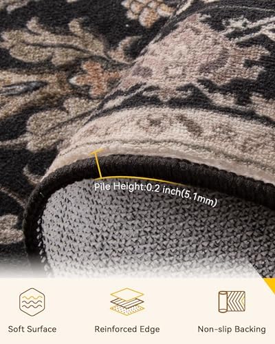 RELEANY Washable Area Rug, Runner 3'x6', Black/Neutral - Image 4