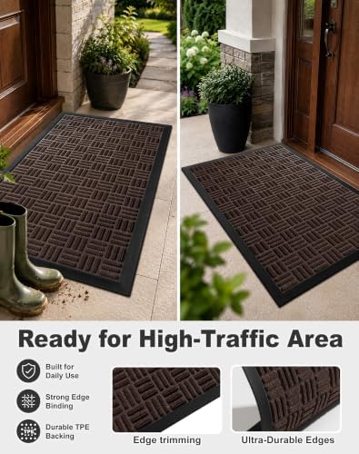 Mibao Front Door Mat Outdoor Entrance, 61.5" x 36" Heavy Duty Welcome Mat for Outdoor and Indoor, Waterproof Dirt Trapper Doormat, Super Absorbent Indoor Entryway Mat for Patio & Porch - Brown - Image 7