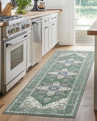 AMADA HOMEFURNISHING 2x5 Washable Runner Rug, Low-Profile Kitchen Rugs with Non-Slip Backing & Durable Edge Binding, Vintage Entryway Runner Rug for Bedroom & Hallway - Image 3