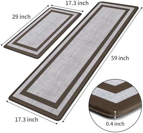 Mattitude Kitchen Mats Set of 2,Cushioned Anti-Fatigue Non-Skid Rug Sets - Image 2