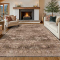 Hazo Haus Boho Taupe Living Room Rug 7x10 -Vintage Traditional Oriental Neutral Brown, Washable Low Pile Non-Slip Extra Large Area Rugs for Dining Under Table Bedroom Lounge by HazoHaus