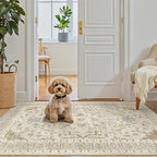 Madane Washable Entry Rug 3x4 Area Rugs for Entryway Kitchen, Beige/Blue - Image 2