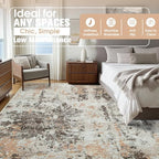 9x12 Area Rugs for Living Room Washable Bedroom Dining Room Brown Beige - Image 7