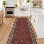 Dark Red 2'6''x8' Wide Hallway Runner Rug - Washable Kitchen Sink Rug, Non Slip 8ft Long Runner Rug for Entryway, Burgundy Turkish Floral Print Home Décor - Image 3