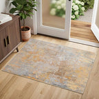 Entryway Rug 2x3 Beige Gold Door Mat Indoor Entrance 24x36, Washable Small Throw Rugs for Kitchen Floor, Entry, Front Door, Bedroom Bedside, Non-Slip Low Pile Stain & Fade Resistant, Abstract by Acapet