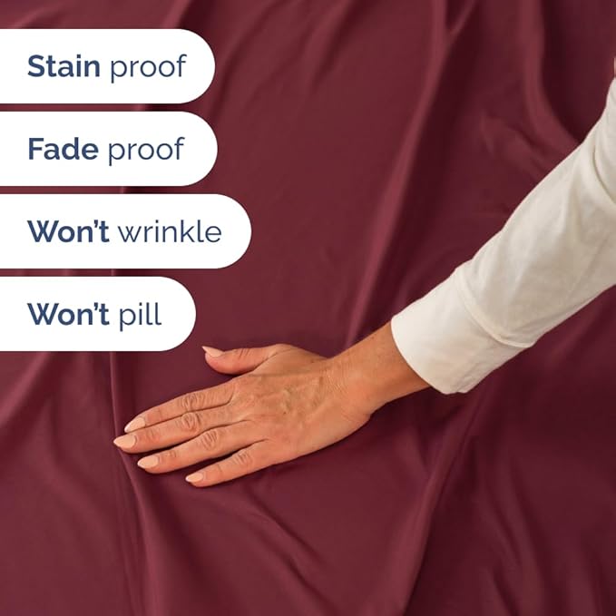 Split Head King Sheet Set – 4 Piece Flex Split Top King Sheets for Adjustable Beds - Fits 14” to 16" Mattress w/ Deep Pockets - Soft, Breathable & Cooling - Luxury Bedding and Wrinkle Free - Burgundy