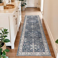 2x6ft Washable Hallway Carpet Runner – Non-Skid Floor Runner Rug for Kitchen Indoor Entryway Bedroom Bathroom Bedside – Boho Vintage Soft Low-Pile Area Rug (Blue,2x6) by BYYVOORugsforYourHome