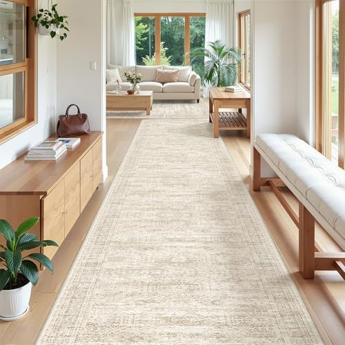 3x20 Runner Rug Non Slip,Washable Hallway Runner Rug,Beige - Image 4