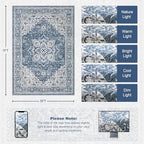 5x7 Area Rugs Living Room: Washable Vintage Rug for Bedroom Blue - Image 2