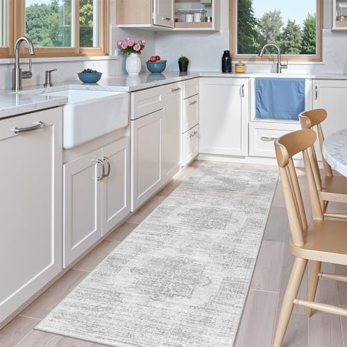 2x6 Runner Rug Non Slip,Washable Hallway Runner Rug,Grey - Image 3