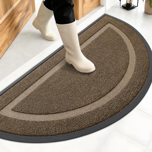 OLANLY Half Circle Front Door Mat Outside 47x23 All-Season Rubber Doormat by OLANLY