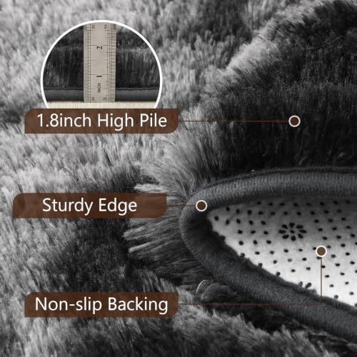 5x7 Tie-Dyed Dark Grey Fluffy Area Rug Non-Slip for Living Room Bedroom - Image 6