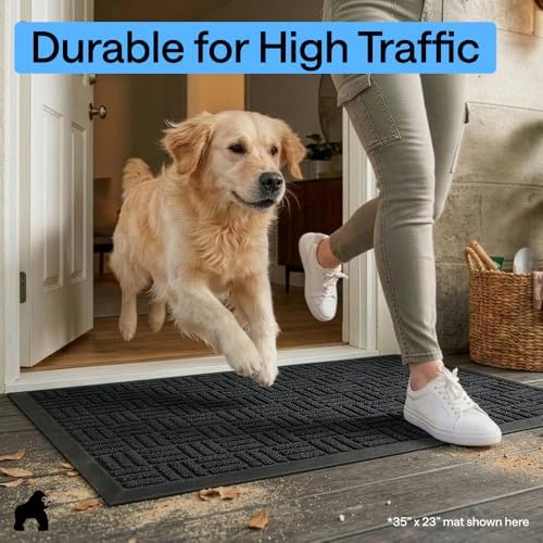 GORILLA GRIP WeatherMAX Door Mat, Indoor Outdoor Use, 60x24, Black Maze - Image 7