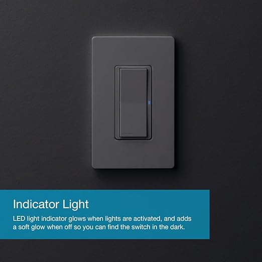 Lutron Claro Smart Light Switch for Caseta Lighting, for LED Lights, Fans, 5 Amp, Single-Pole/3-Way, Neutral Required, DVRF-5NS-BL, Black