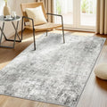 RELEANY Washable 3'x5' Abstract Area Rug for Living Room Gray White by RELEANY
