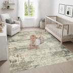 Area Rug Living Room: 4x4 Modern Washable Soft Carpet Ash Brown - Image 5