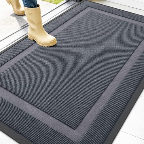 OLANLY Front Door Mat Outside 47x34, All-Season Heavy-Duty Rubber Doormat by OLANLY