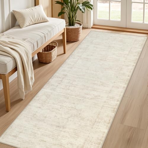2'6''x14' Hallway Washable Runner Rug: Kitchen Carpet Retro Beige - Image 2
