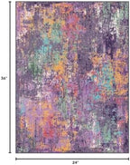RELEANY Washable 2'x3' Abstract Area Rug for Living Room Purple Multi - Image 2