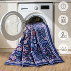 PLHXFR Area Rug 10x14 Living Room: Floral Washable Boho Soft Carpet Blue - Image 5