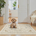 Madane Washable Area Rug 2x3 Small Entryway Rugs Non-Slip, Beige/Blue by Madane