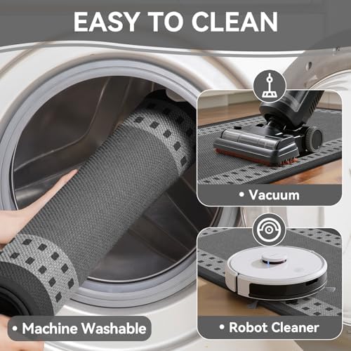 Kitchen Mats for Floor, Non Slip Kitchen Rugs, 17x30 Grey - Image 4