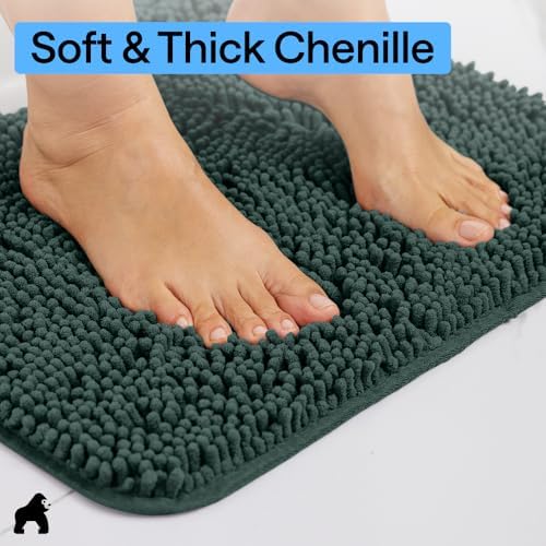 GORILLA GRIP Bath Rug Mat for Bathroom, Thick Chenille, 24x17 Hunter Green - Image 4