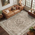 SameBed 6x9 Area Rug Living Room, Vintage Washable Carpet Brown by SameBed