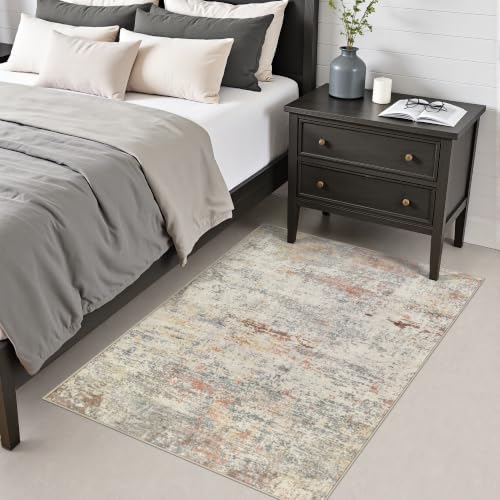 Area Rug Living Room: 3x5 Modern Washable Indoor Soft Carpet Taupe - Image 4