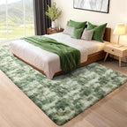 Ophanie Green and White Area Rugs for Living Room 5x7,Sage Green Fluffy Shag Large Fuzzy Plush Soft Carpets,Floor Shaggy Rugs for Bedroom,Carpet for Kids Girls Dorm Decor with Over 99 pcs Pile fibers - Image 3