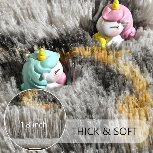 4x6 Grey and Gold Fluffy Soft Area Rug Non-Slip for Bedroom Living Room - Image 4