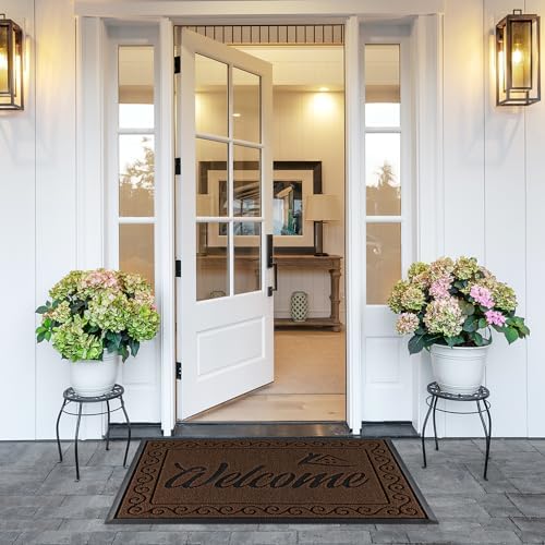 Yimobra Welcome Mat Outdoor Indoor, Waterproof Heavy Duty Front Door Mat Outside Entrance, Extra Sturdy Non-Slip Doormat, Low Profile, Dirt Trapping, 36x24 Inches, Coffee - Image 6