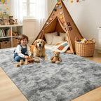 6x9 Large Tie-dye Grey Fluffy Area Rug Non-Slip for Living Room Bedroom - Image 4