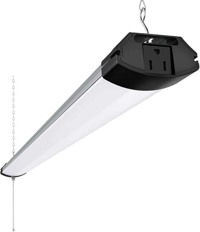 Barrina BS84 LED Shop Light for Garage, 10000LM, 84W, 4FT, 6500K Linkable Light Fixture for Workshop, Basement, Hanging or Flush Mount, Heat Dissipation with Pull Chain Switch, 1 Pack