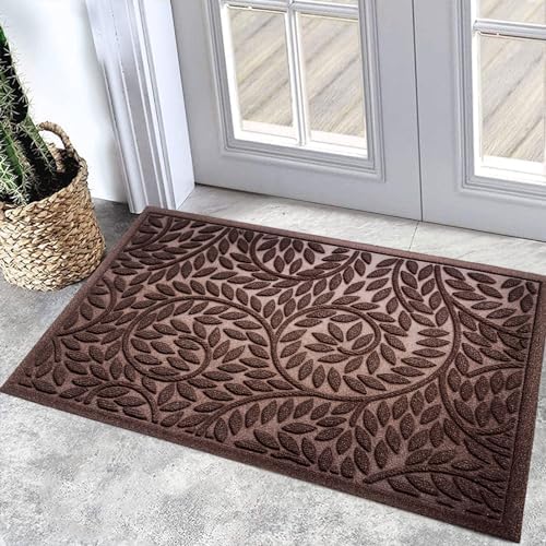 Bulijojo Front Door Mat Entrance,Durable Heavy Duty Welcome Mat,Thick Absorbent Natural Rubber Non Slip Mat,Sturdy Entryway Brown 23"x35" by ShowYourStyle