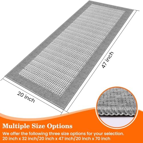 StepRite Kitchen Rugs, Kitchen Mat for Floor, 47"x20" Non-Slip Machine-Washable Commercial Floor Mat, Absorbent Heavy-Duty Rug for Office & Home, Sink Standing Mat, Entryway Carpet, Light Grey - Image 3