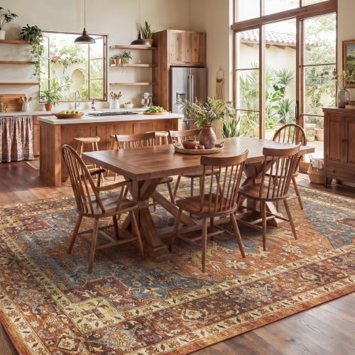Amada Vintage Washable Area Rug,5'x7',Rust Red - Image 2