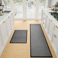SUMLANS Kitchen Mats Set of 2 PCS for Floor, Washable Non Slip Rugs, Black by SUMLANS